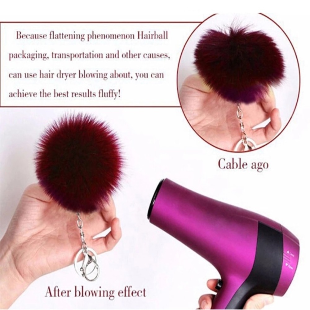 Faux Rabbit Fur Keychain - Picture 4 of 7